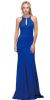 Jeweled Collar Cut Out Back Long Jersey Prom Dress in Royal Blue